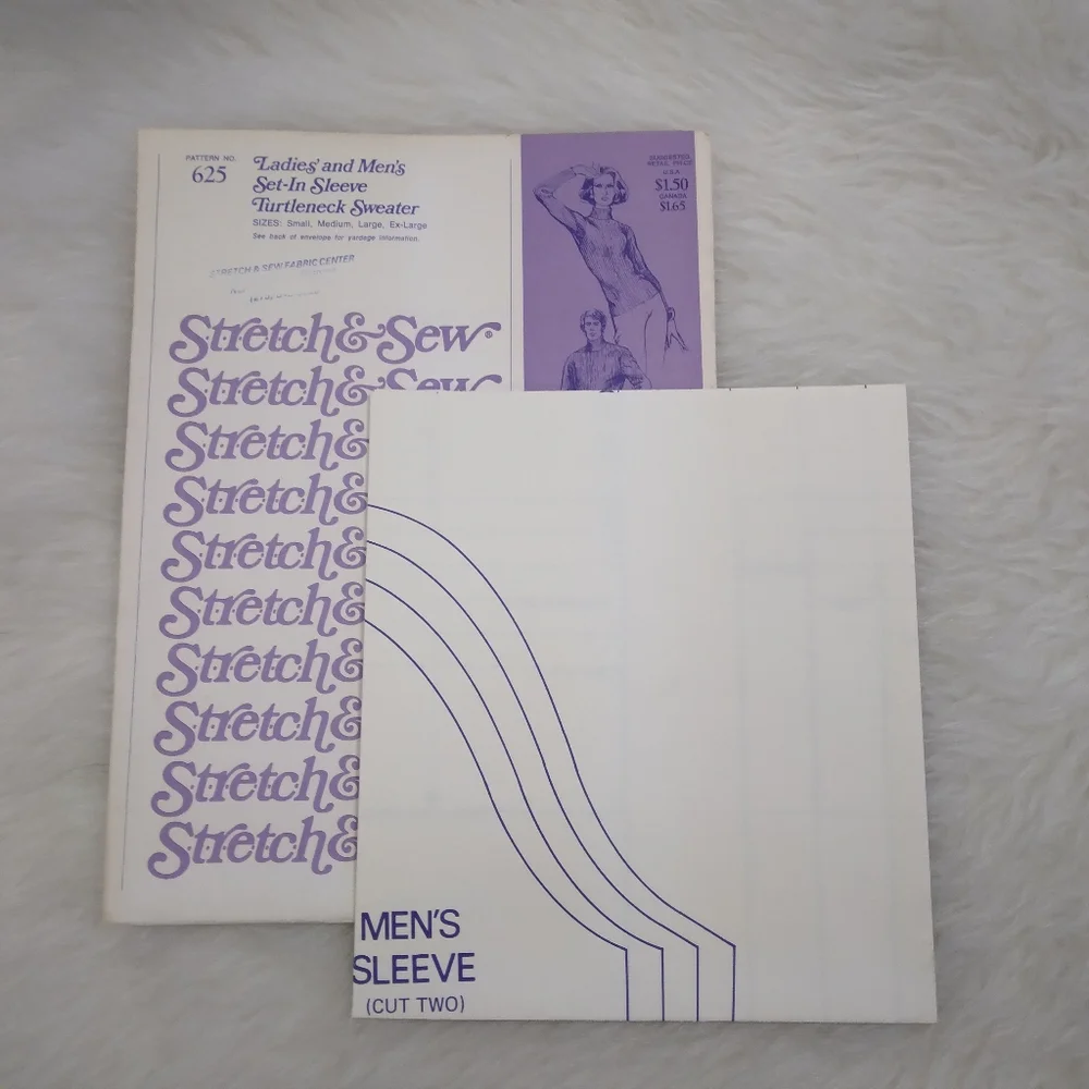 STRETCH & SEW 625 Sz S-XL Ladies' & Men's Set In Sleeve Turtleneck Sweater